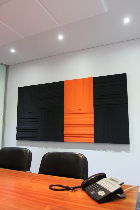 Lundor Acoustic Panel: 6 Charcoal Grey 2 Orange