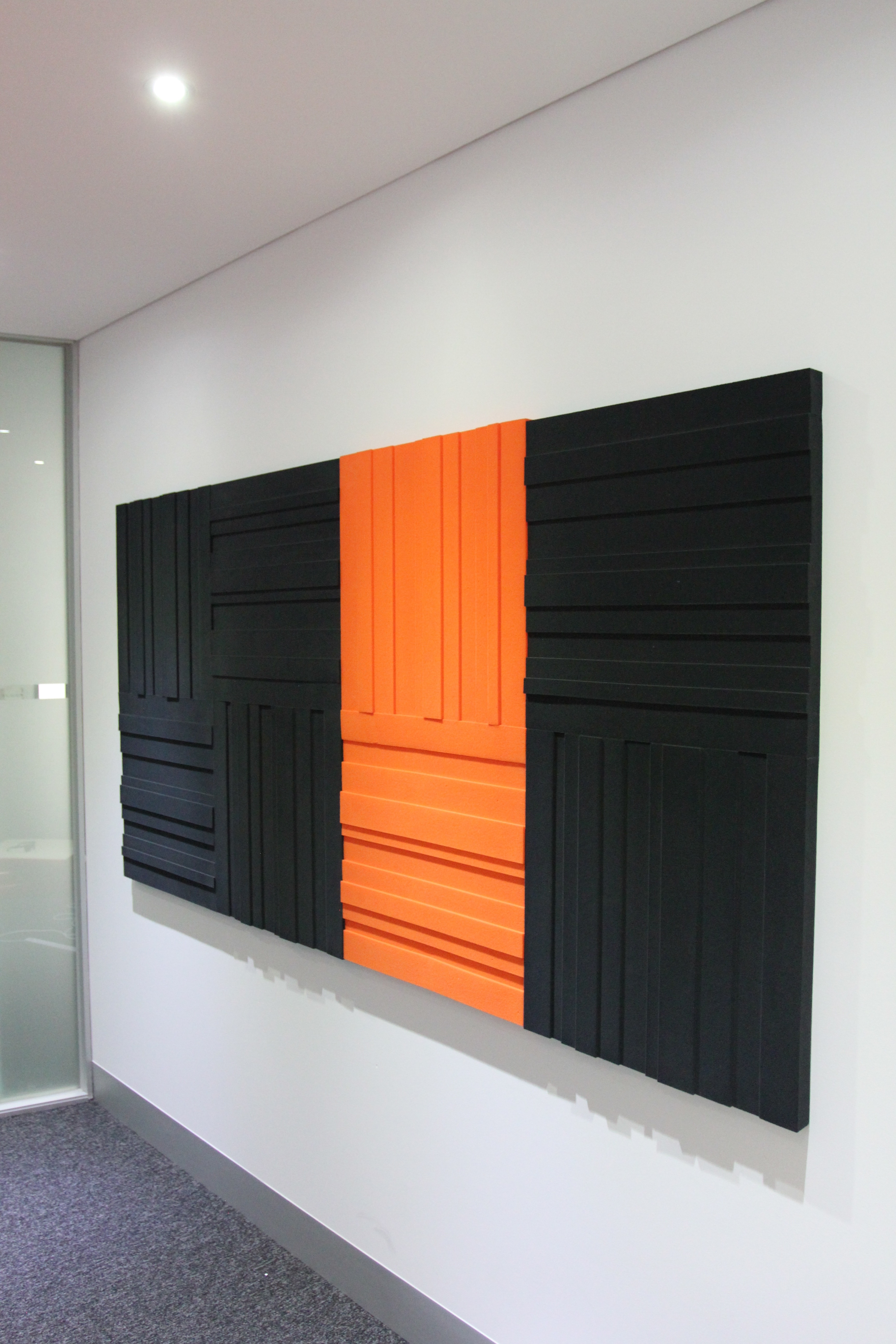 Lundor acoustic panel: 6 Charcoal Grey 2 Orange